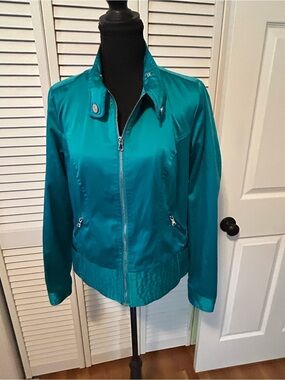 Marc Bouwer Teal Zip-Front Bomber Jacket